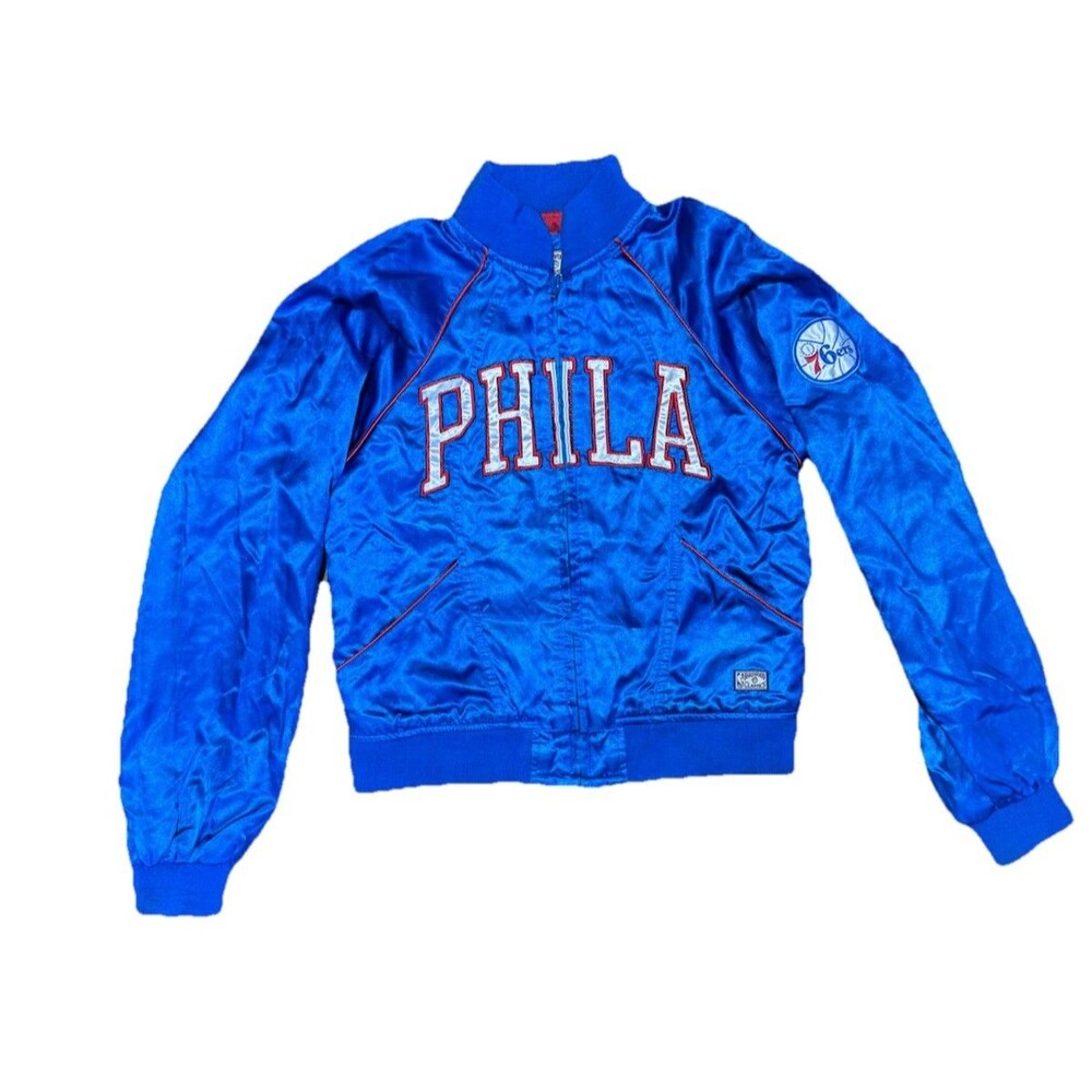 Vintage Philadelphia 76ers Satin Jacket Large G lll Carl Banks Hardwood Classic